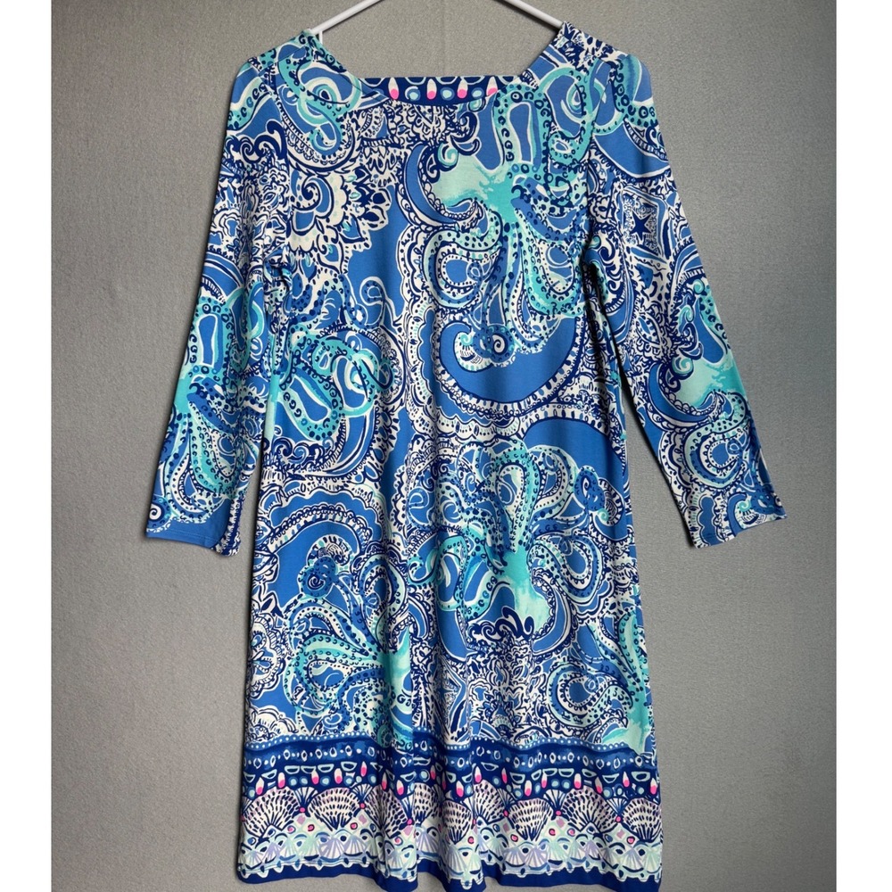 NWT Lilly Pulitzer Ophelia Dress Women XS Blue Legga Sea Engineered Strappy Back